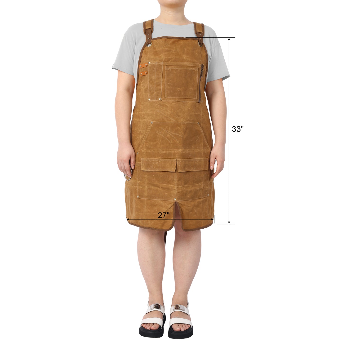Heavy-Duty Waxed Canvas Carpenter Tool Apron - 18 oz