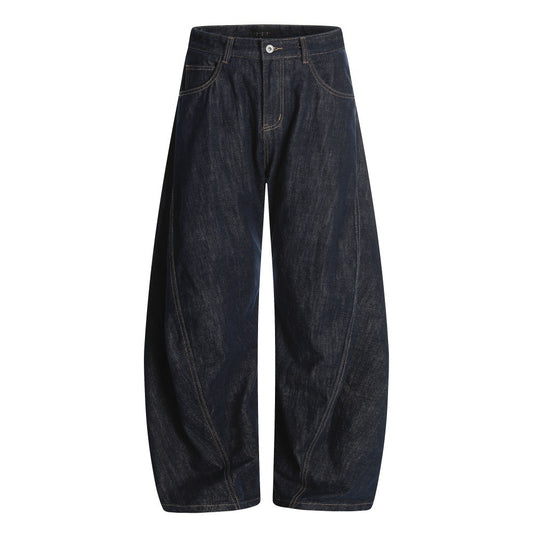 Men's Oversized Wide-Leg Denim Pants with Deconstructed Patchwork Design
