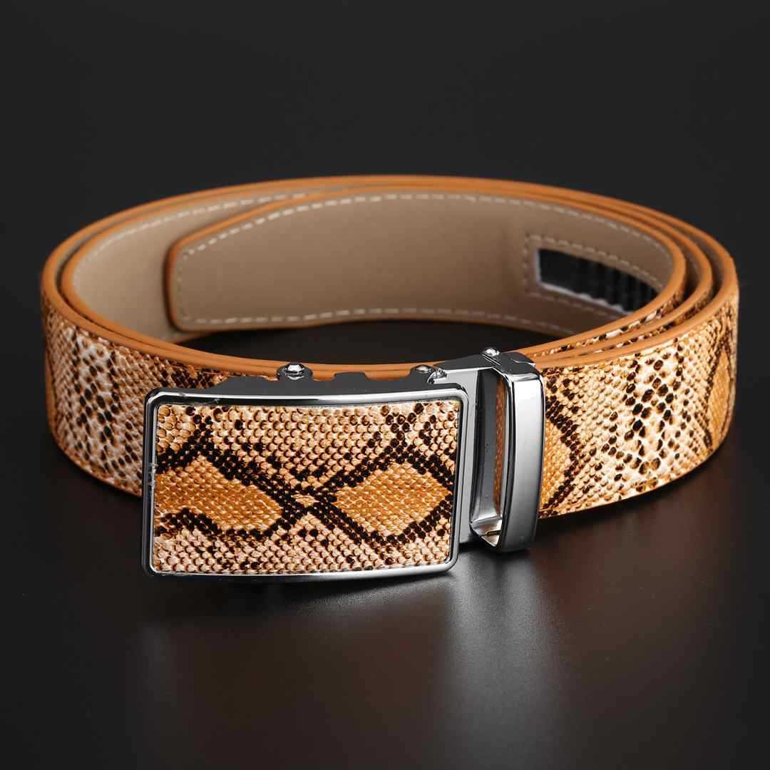 Leather Automatic Buckle Snakeskin Belt