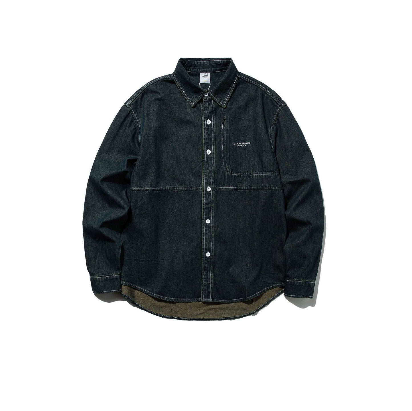 Simple Letter Embroidery Loose Casual Versatile Denim Shirt