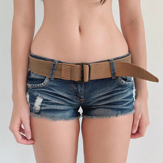 Urban Chic Distressed Low-Waist Denim Hot Shorts for Women - Peach