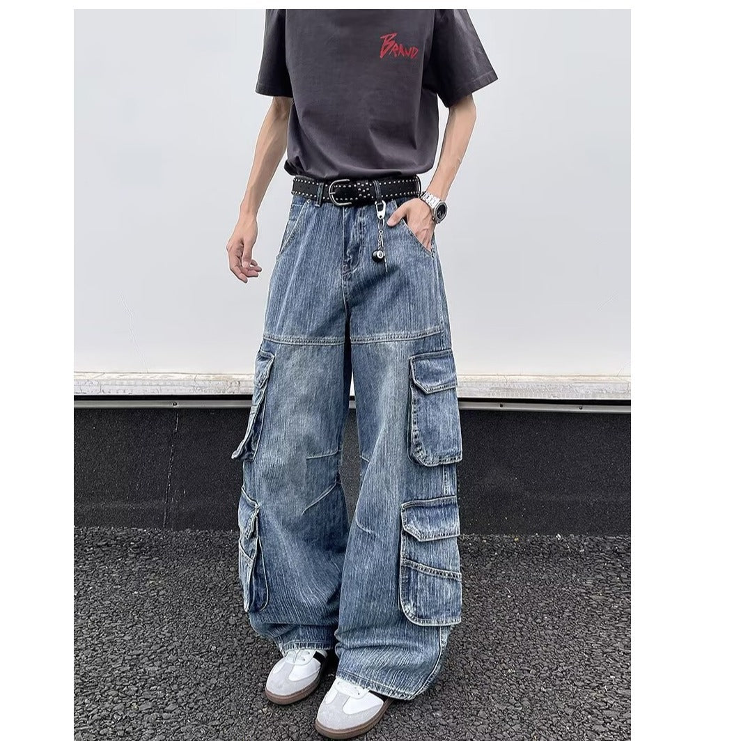 Design Sense Loose Fitting Slimming Wide Leg Pants in Light Blue