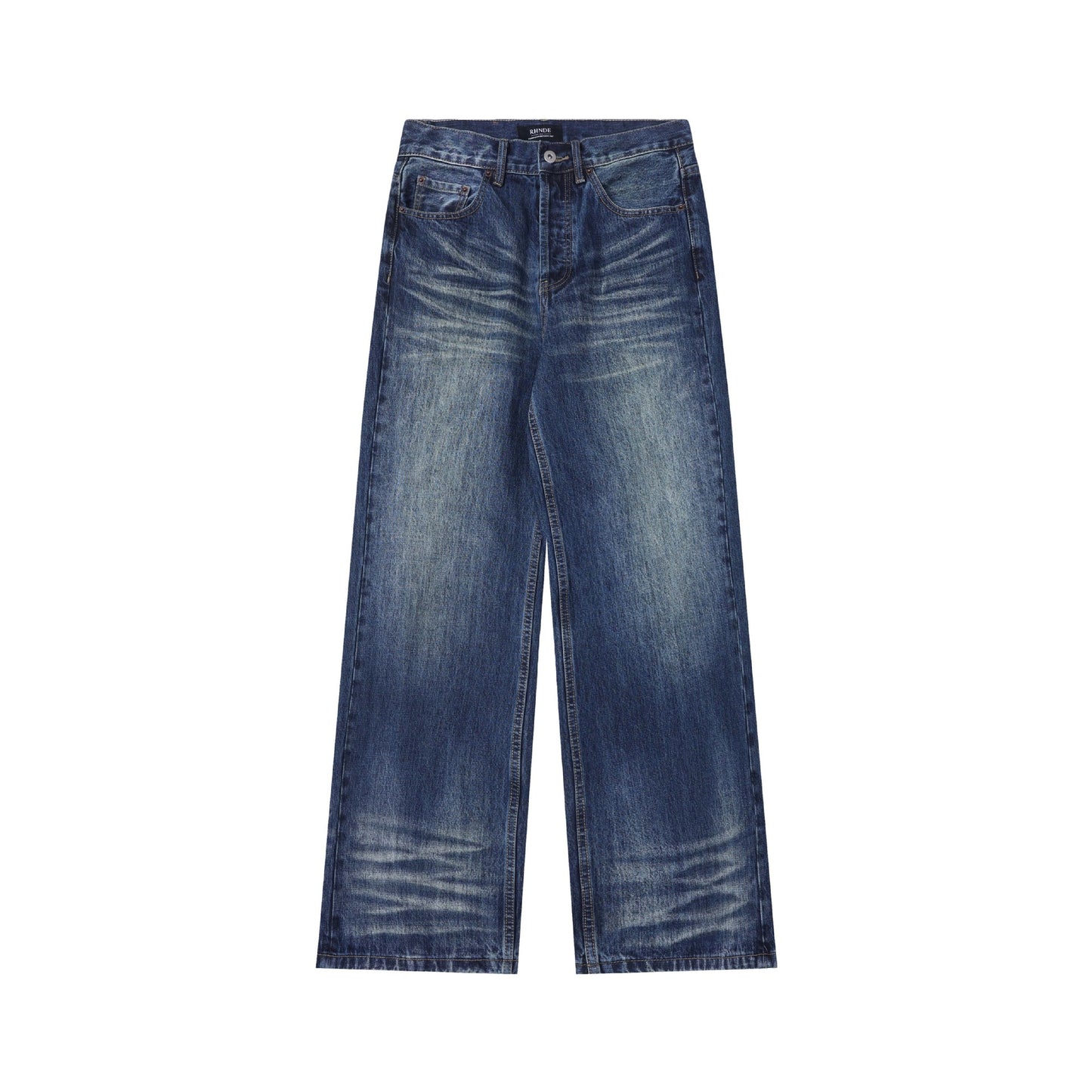 Unisex Vintage Washed Denim Pants - Loose Wide Leg Trousers