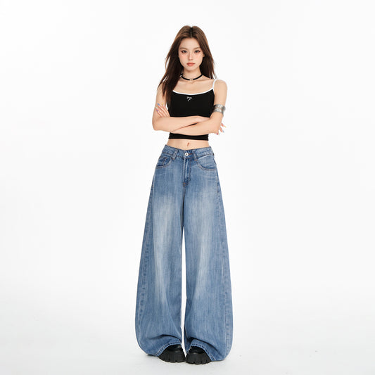Women's High Waist Wide Leg Jeans - Thin Loose Design