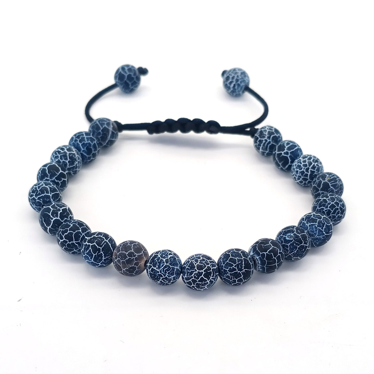 8mm Tiger Eye Stone Beads Bracelet - Adjustable Braided Rope Bangles