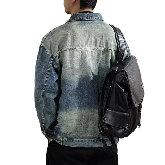 Men's Washed Vintage Denim Jacket for Men