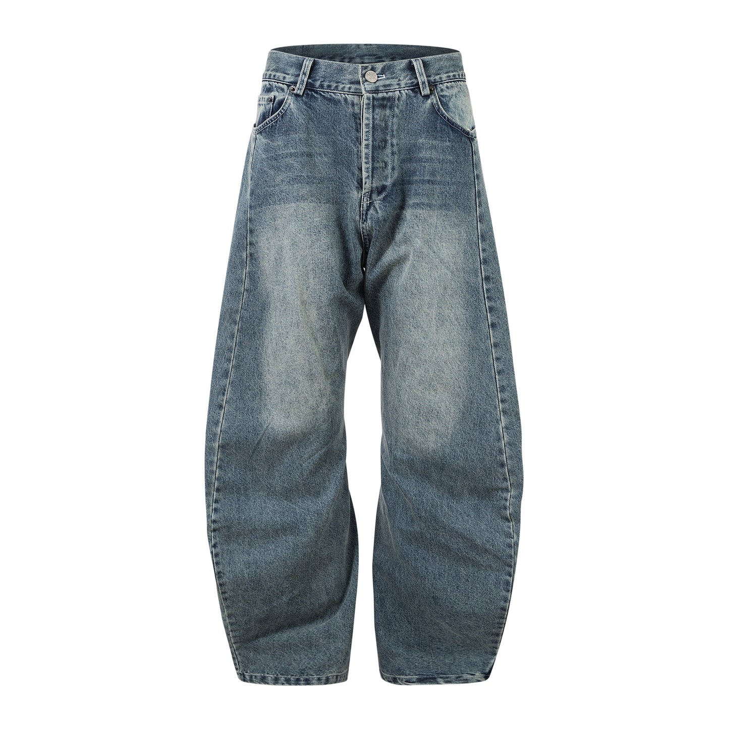 Washed Blue Denim Loose Fit Jeans for Men