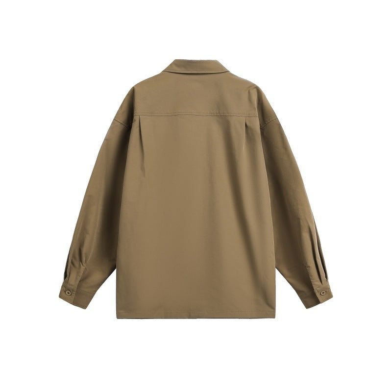 Multi-functional Color-blocked Webbing Loop Loose Casual Work Shirt for Men