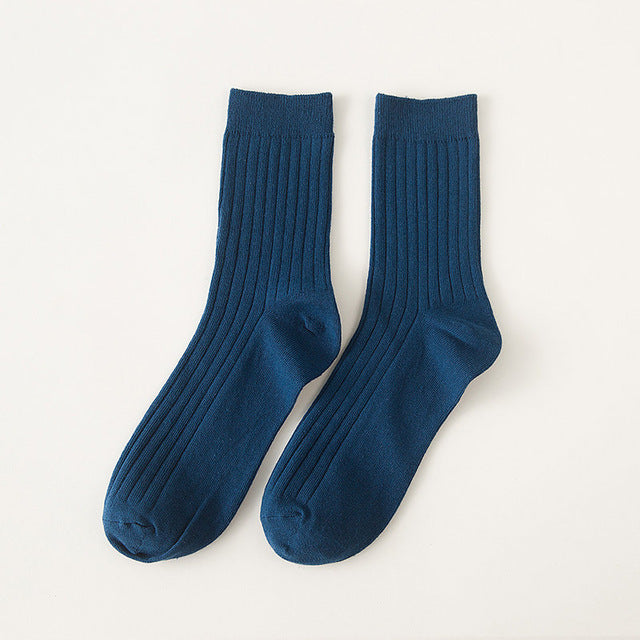 Men's Solid Color Cotton Crew Socks