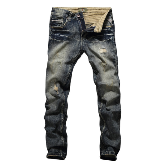 Men's Vintage Retro Slim Fit Ripped Jeans