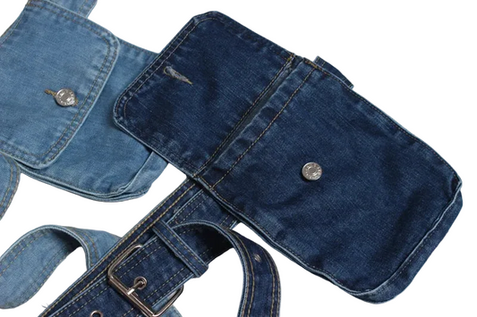 Women's Blue Denim Pocket Purse Belt
