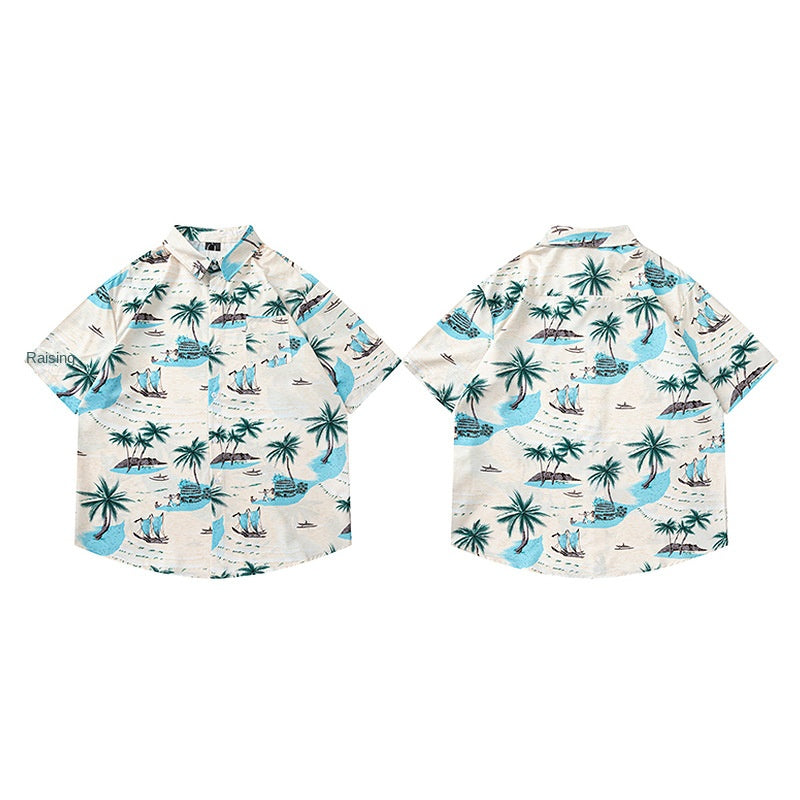 Hawaiian Short Sleeve Shirt for Men Loose Fit Vacation Style Beachwear