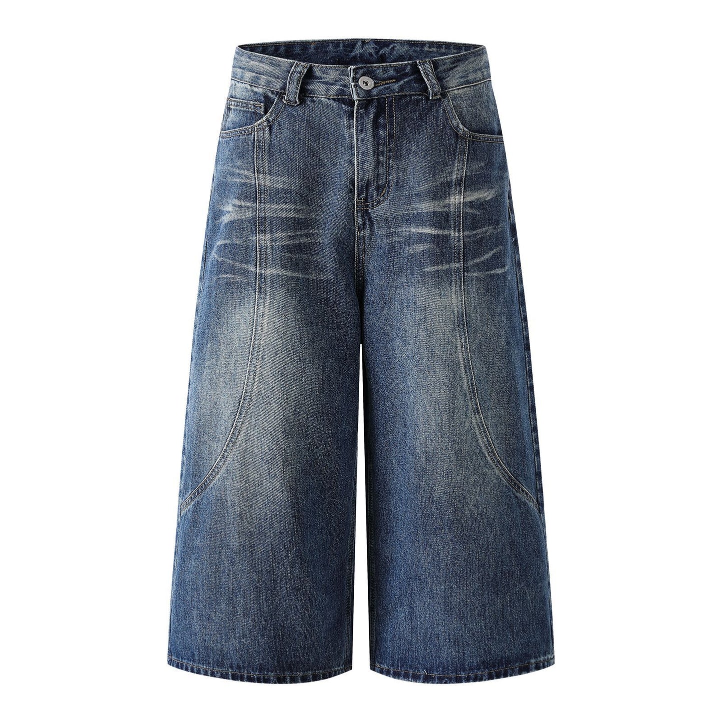 Retro Washed Loose Wide-Leg Summer Denim Shorts