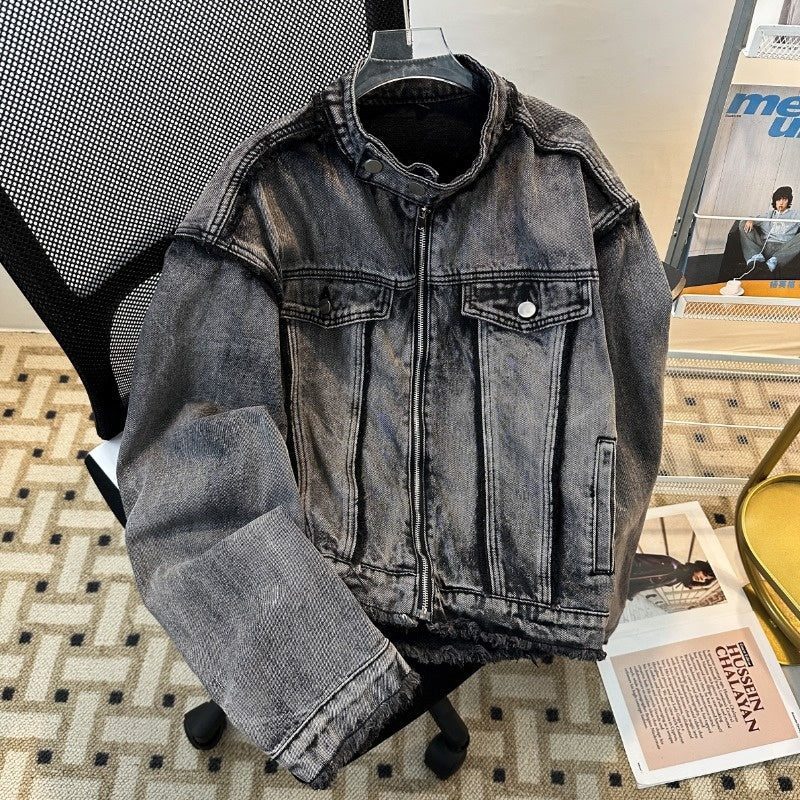 Washed High Street Denim Jacket for Men