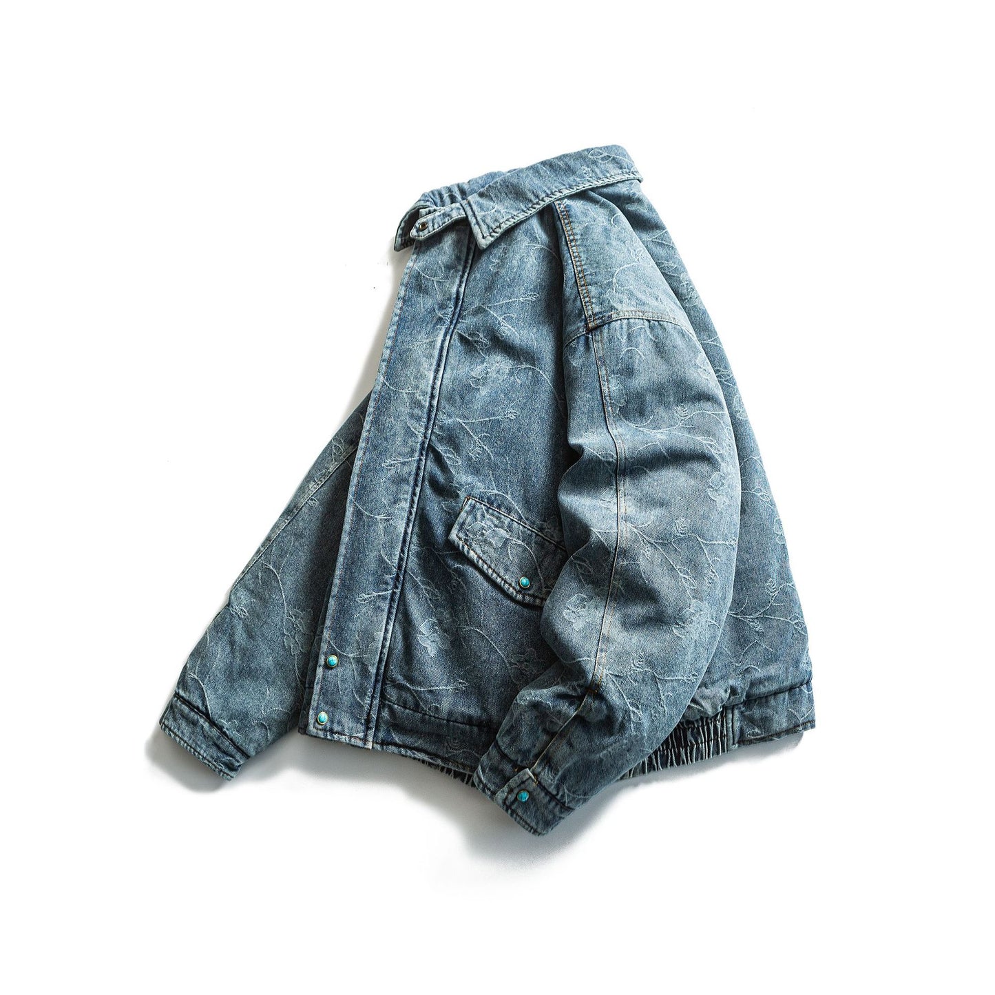 Jacquard Thick Warm Denim Cotton Coat