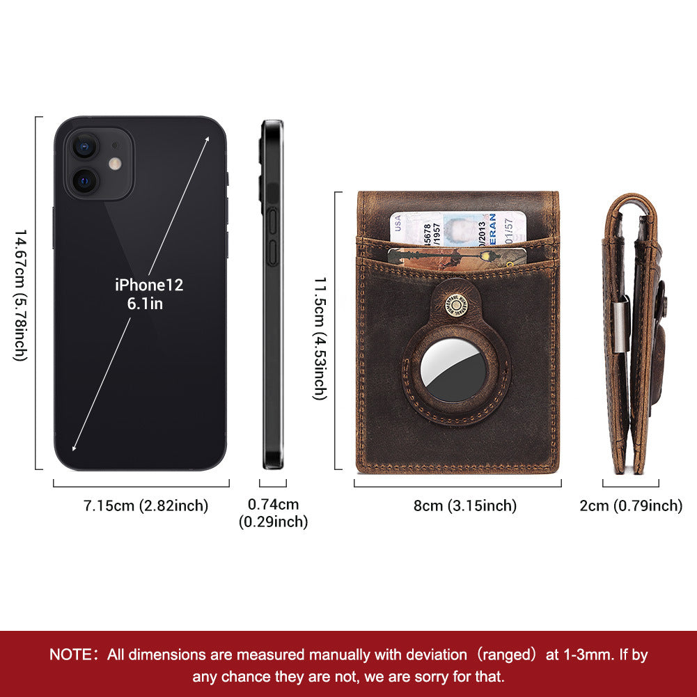 Anti-Magnetic Change Clip - Cowhide Leather and Airtag Enabled