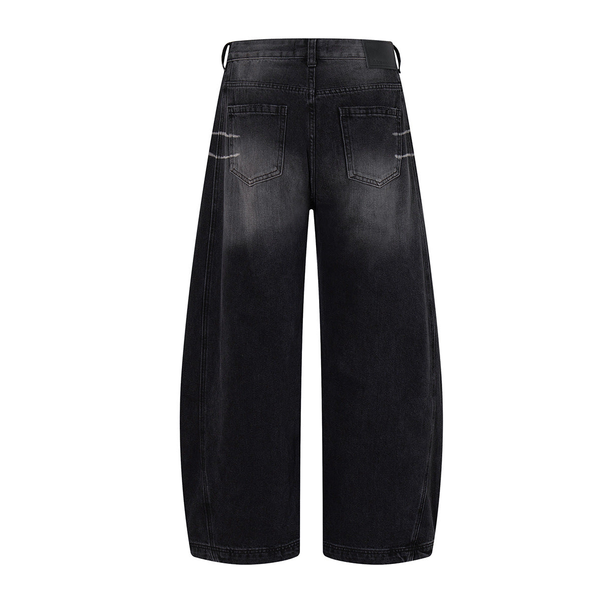 Washed Denim Loose Curved Knife Wide Leg Pants