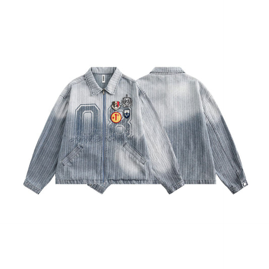 Badge College Wind Denim Jacket