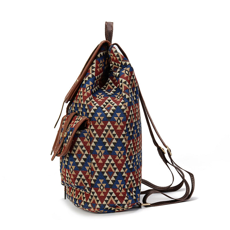 Hollow Out Leather Backpack For Women Drawstring Rucksack Bohemian
