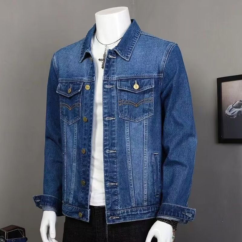 Fleece-Lined Thickened Denim Jacket for Men - Casual Outerwear