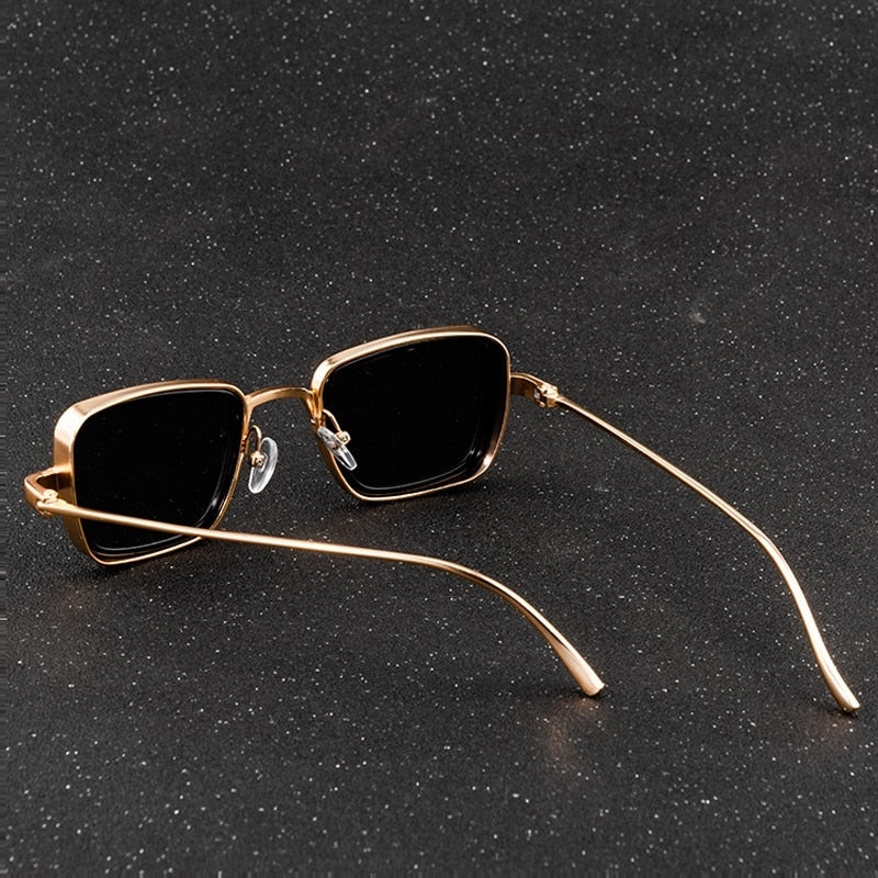 Vintage Steampunk Sunglasses Retro Metal Square for Men UV Protection