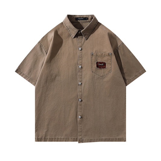 Unique Design Work Shirt for Men - Short Sleeve Casual Top