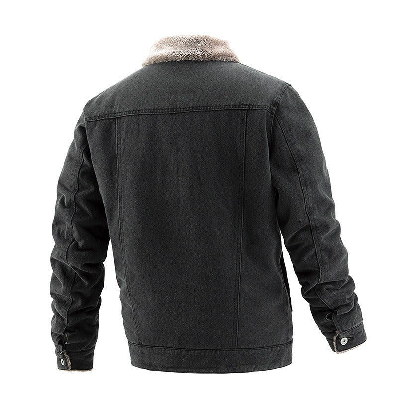 Men's Denim Coat - Casual Plush Jacket