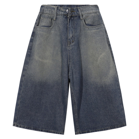 Denim Unisex Summer Straight High Street Loose Wide-leg Pants