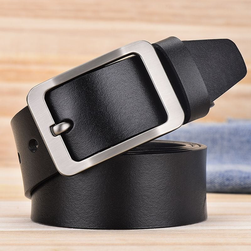 Men's Belt Pure Leather Pin Buckle Denim Casual Versatile Genuine Leather Pants Belt