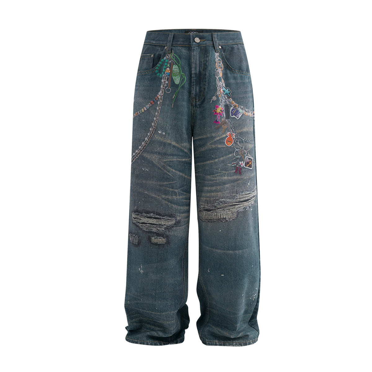 3D Printed Baggy Jeans - Wide Leg Pants for Men