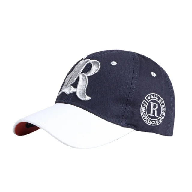 R Letter Embroidered Color Block Baseball Cap