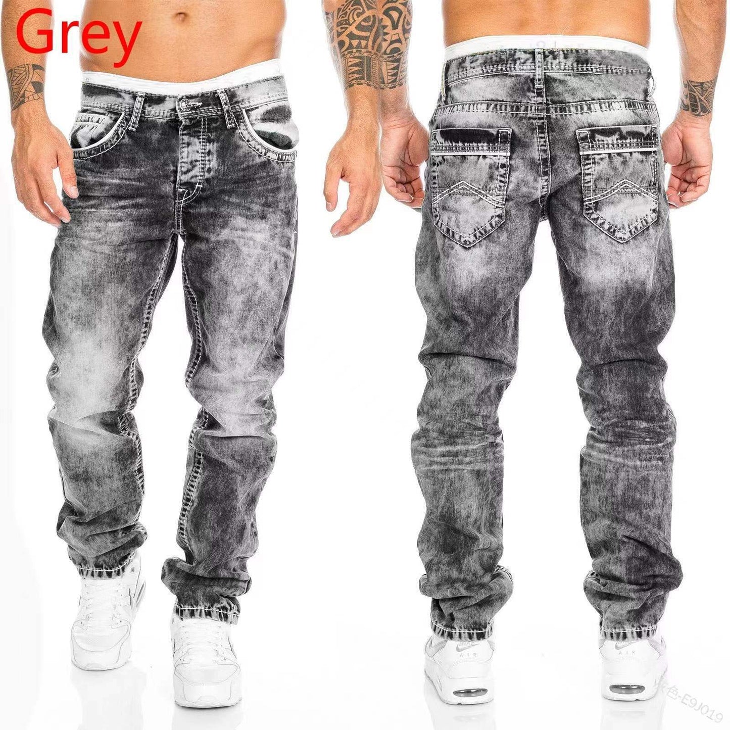 Premium European and American Casual Open Line Straight Leg Men's Denim Pants