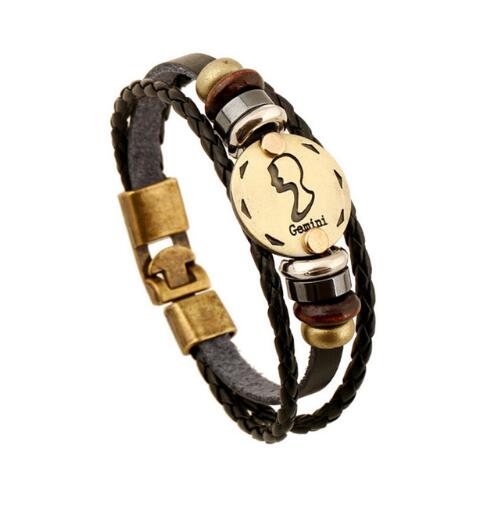 Bronze Alloy Buckles Zodiac Signs Bracelet
