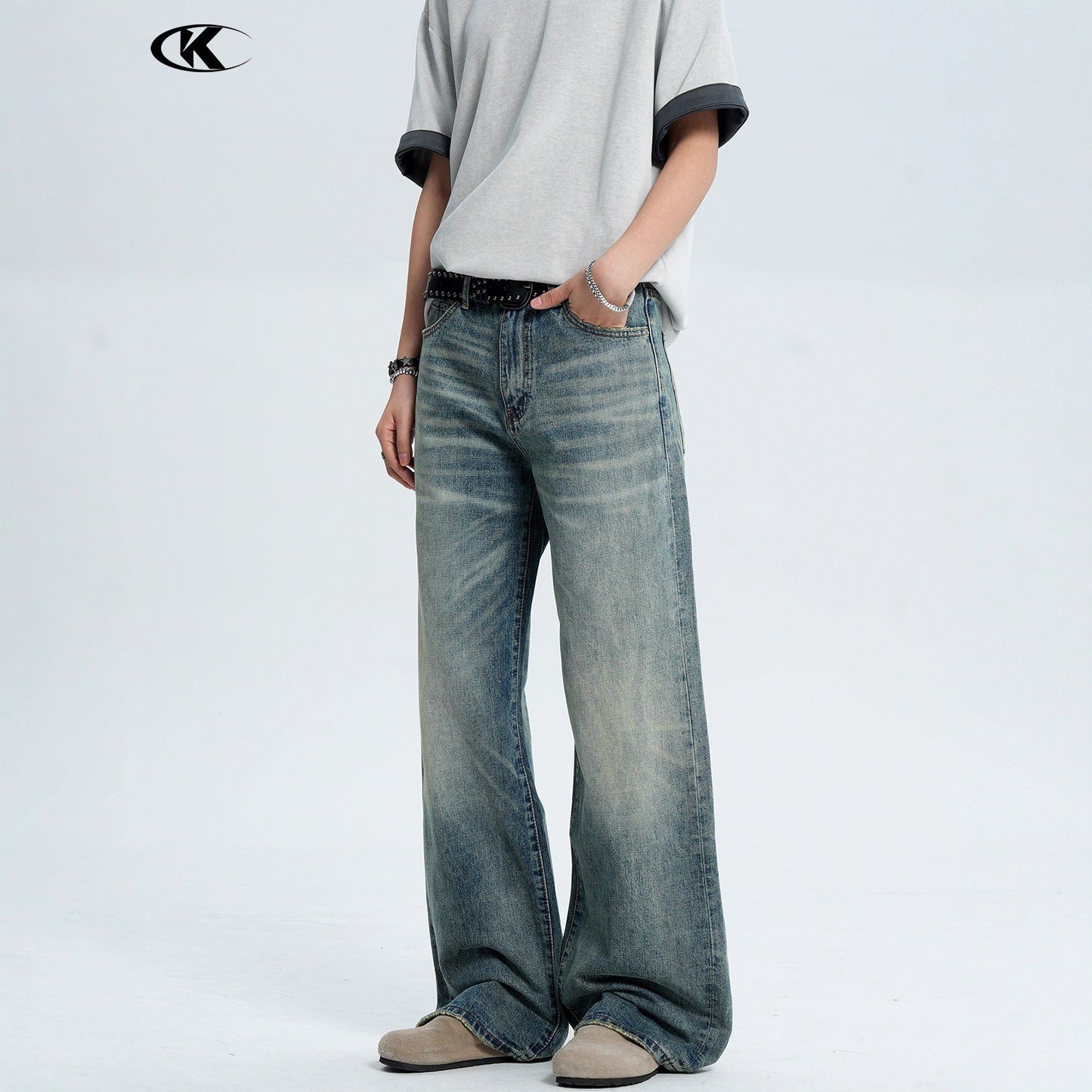 Denim Pants for Men and Women - Straight Loose Flare Wide Leg Trousers