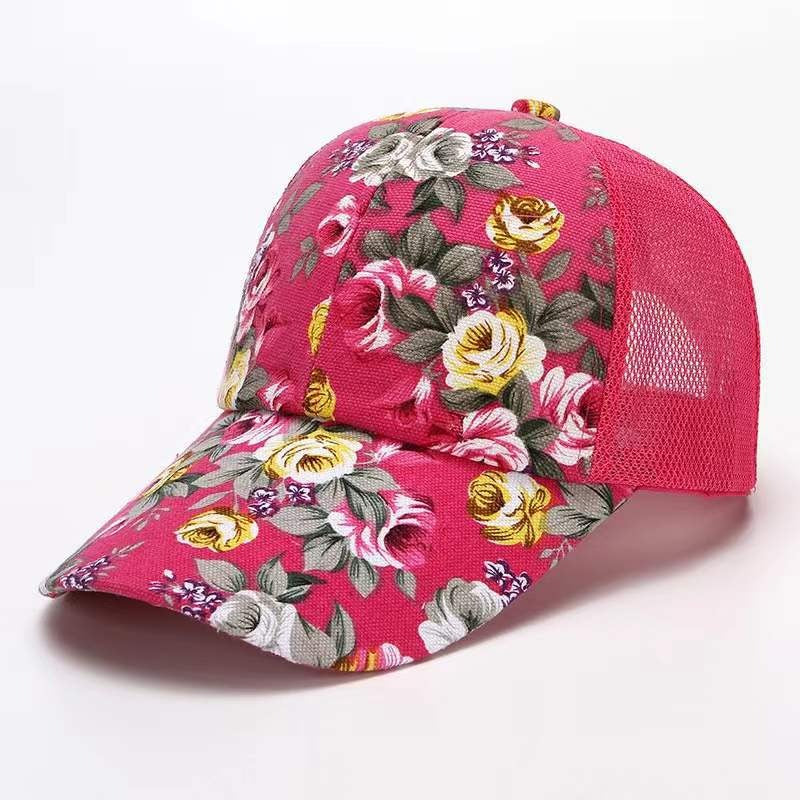 Small Floral Cloth Peony Baseball Cap Duck Bill Hat