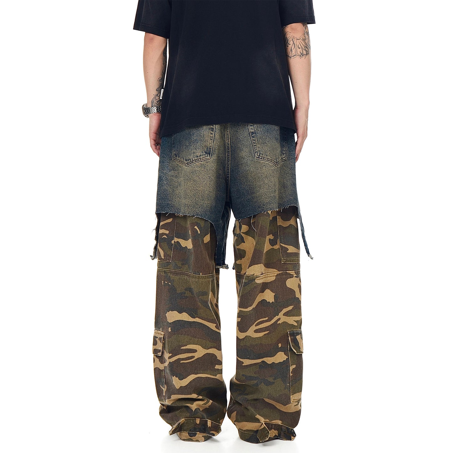 Vintage Camouflage Denim Casual Pants for Men