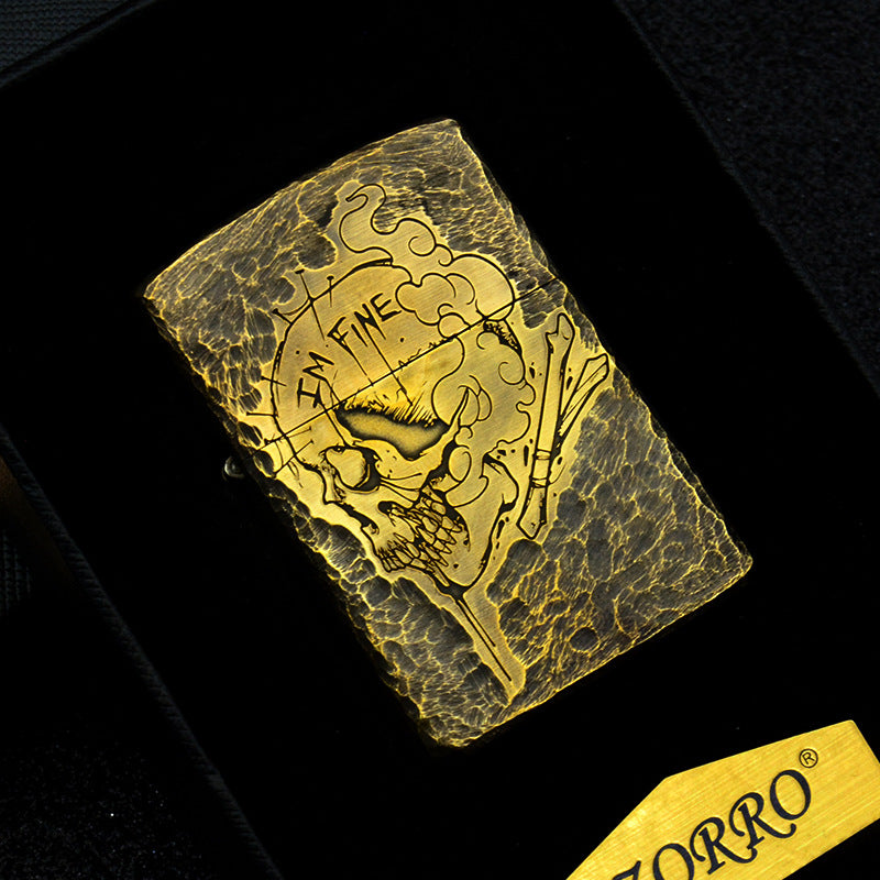 Brass Side Skull Kerosene Lighter