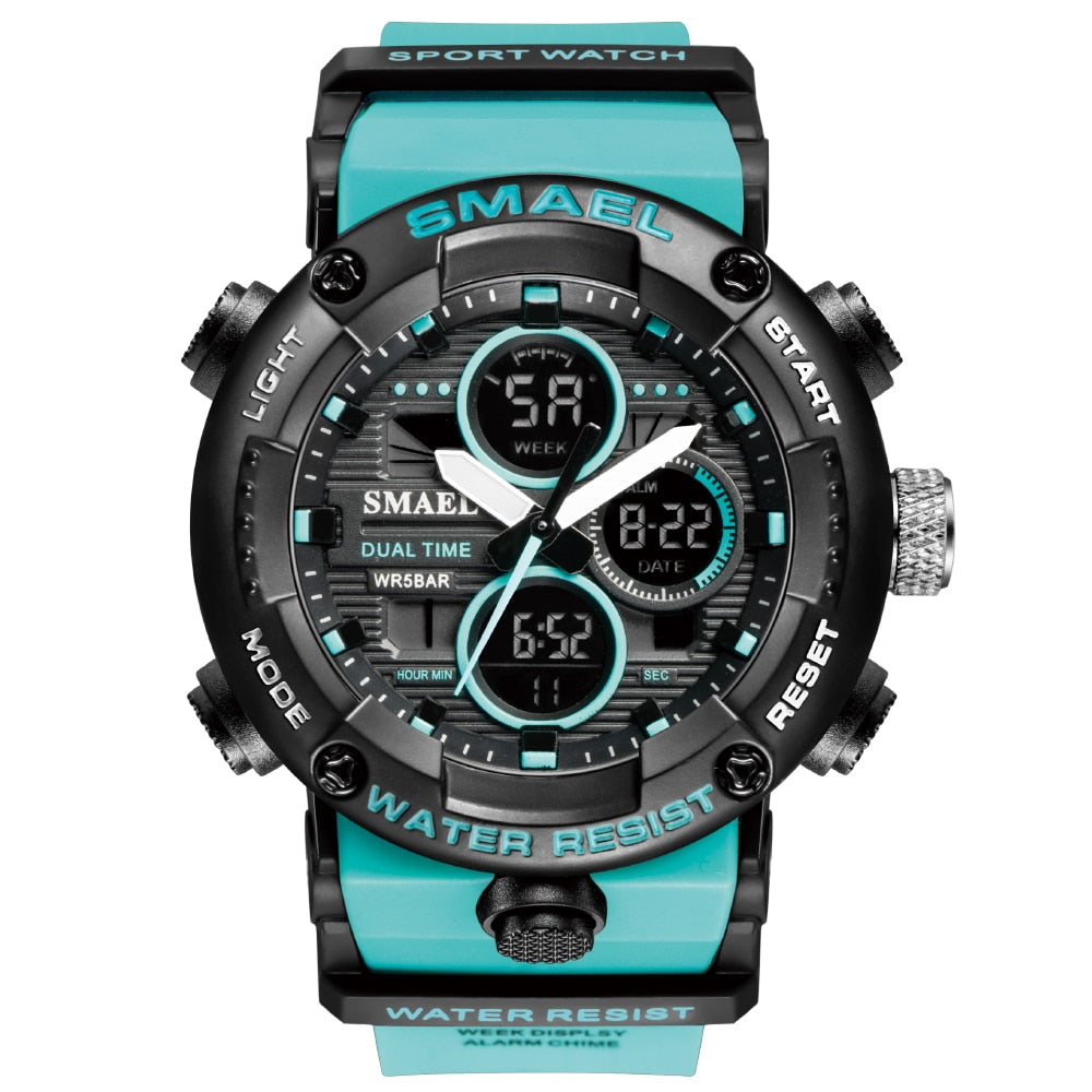 Men's Waterproof LED Digital Sports Watch with Stopwatch and Large Dial - Model 8038