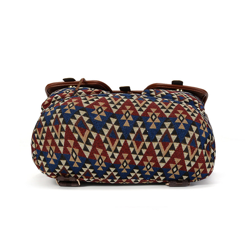 Hollow Out Leather Backpack For Women Drawstring Rucksack Bohemian