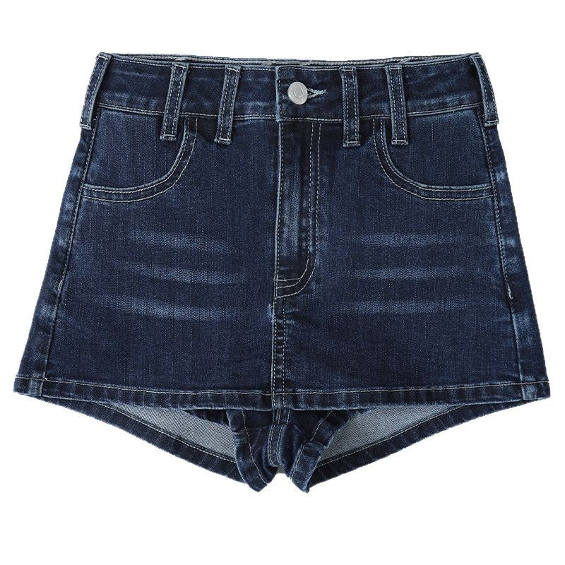 Chic Low-Waist Slimming Denim Skirt with Embroidery