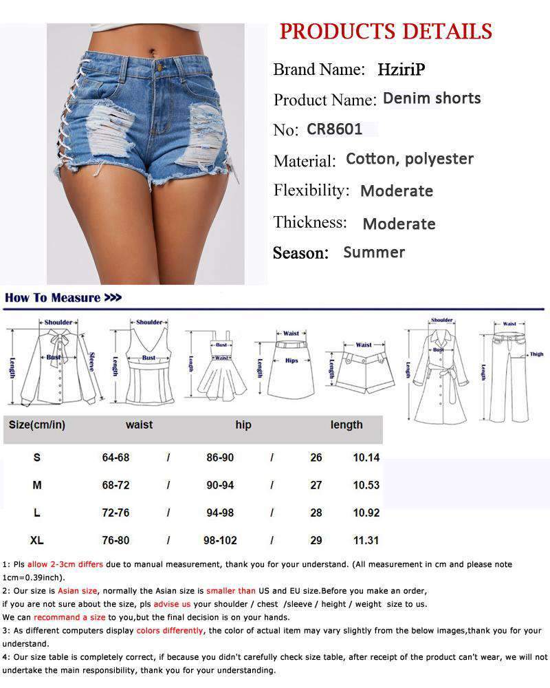 High Waist Ripped Denim Shorts for Women