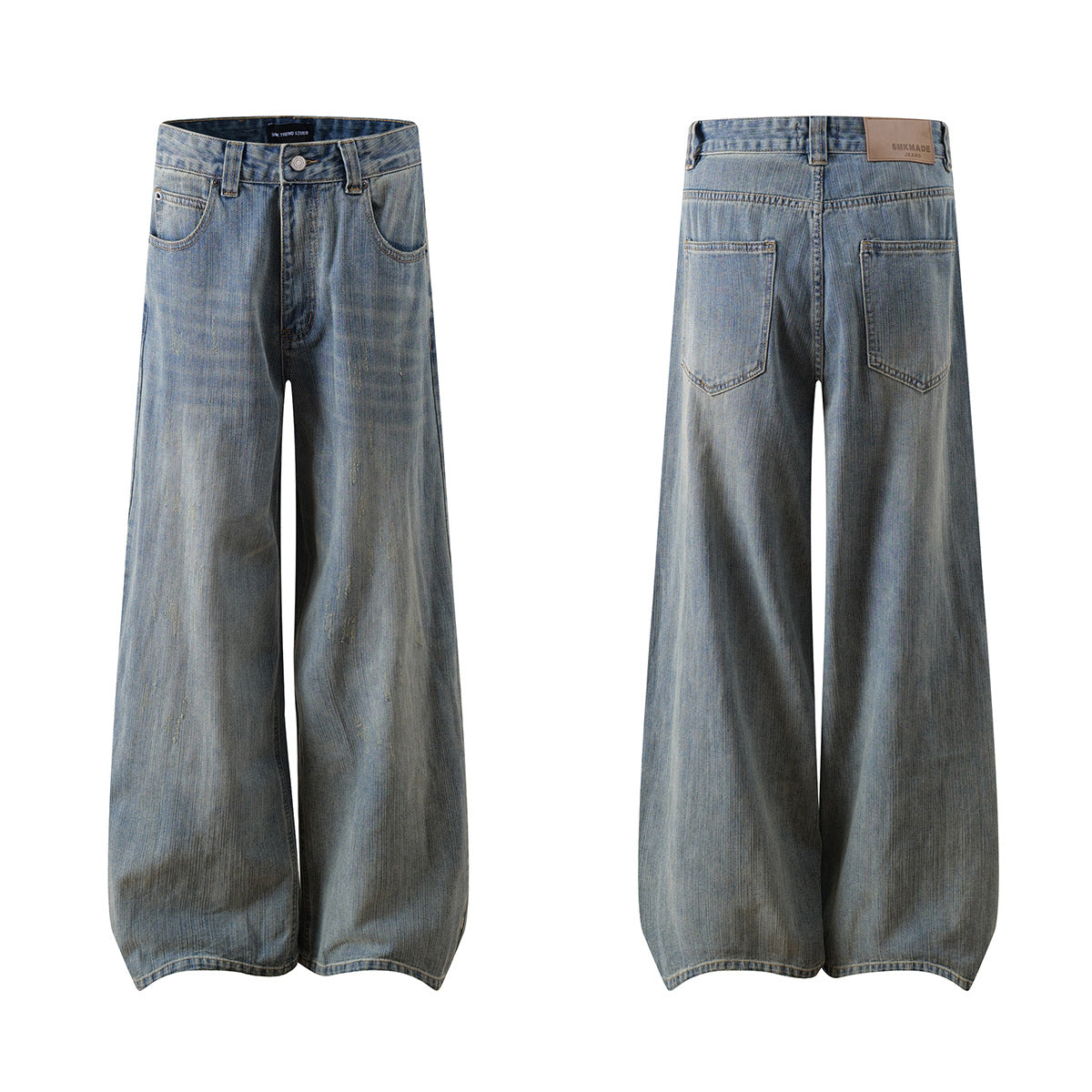 Vintage Washed Denim Straight Leg Personalized Cleanfit Pants