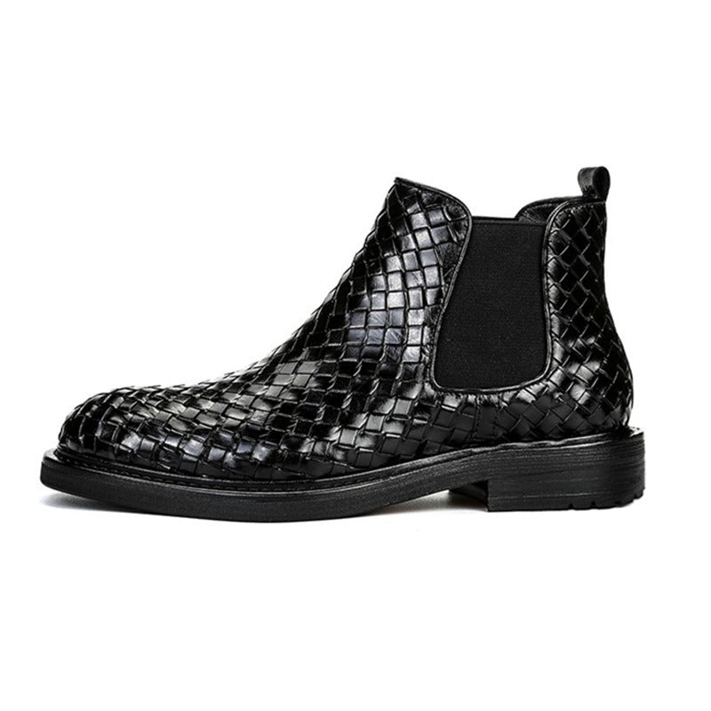 Men's Woven Pattern Short Boots