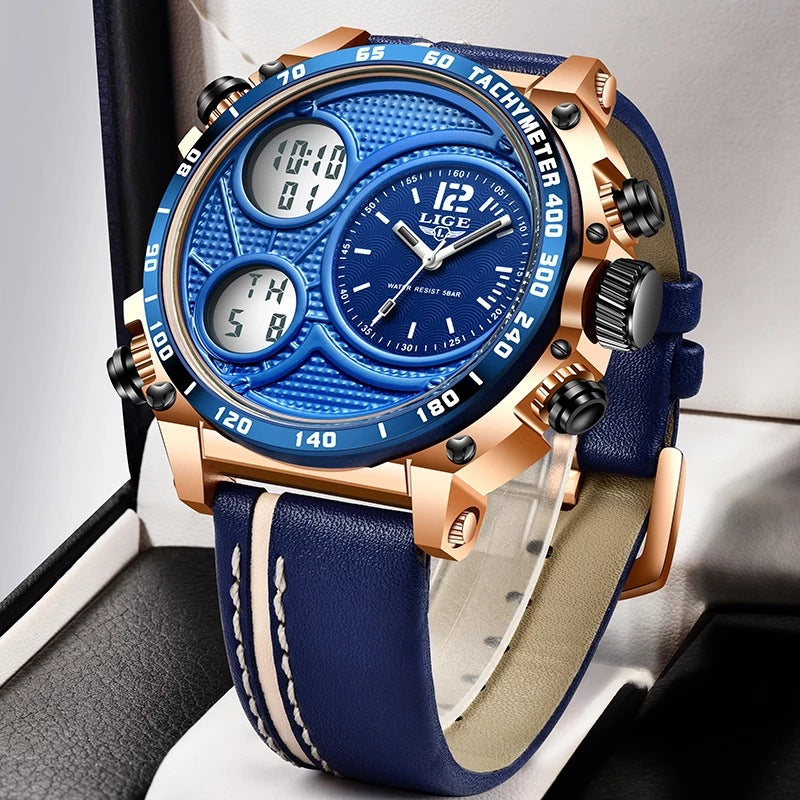 Men's Business Electronic Watch w/Dual Display  - Waterproof