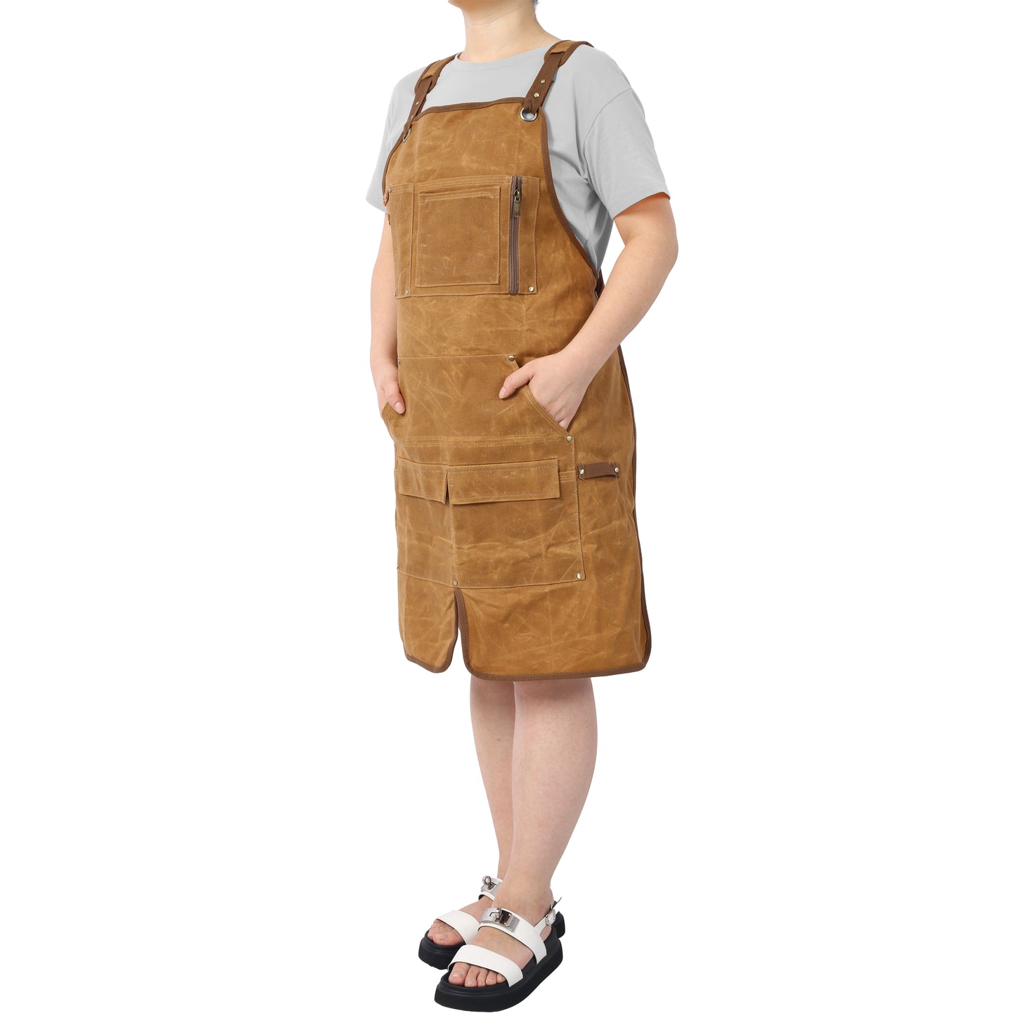 Long Heavy Duty Waxed Canvas Tool Apron
