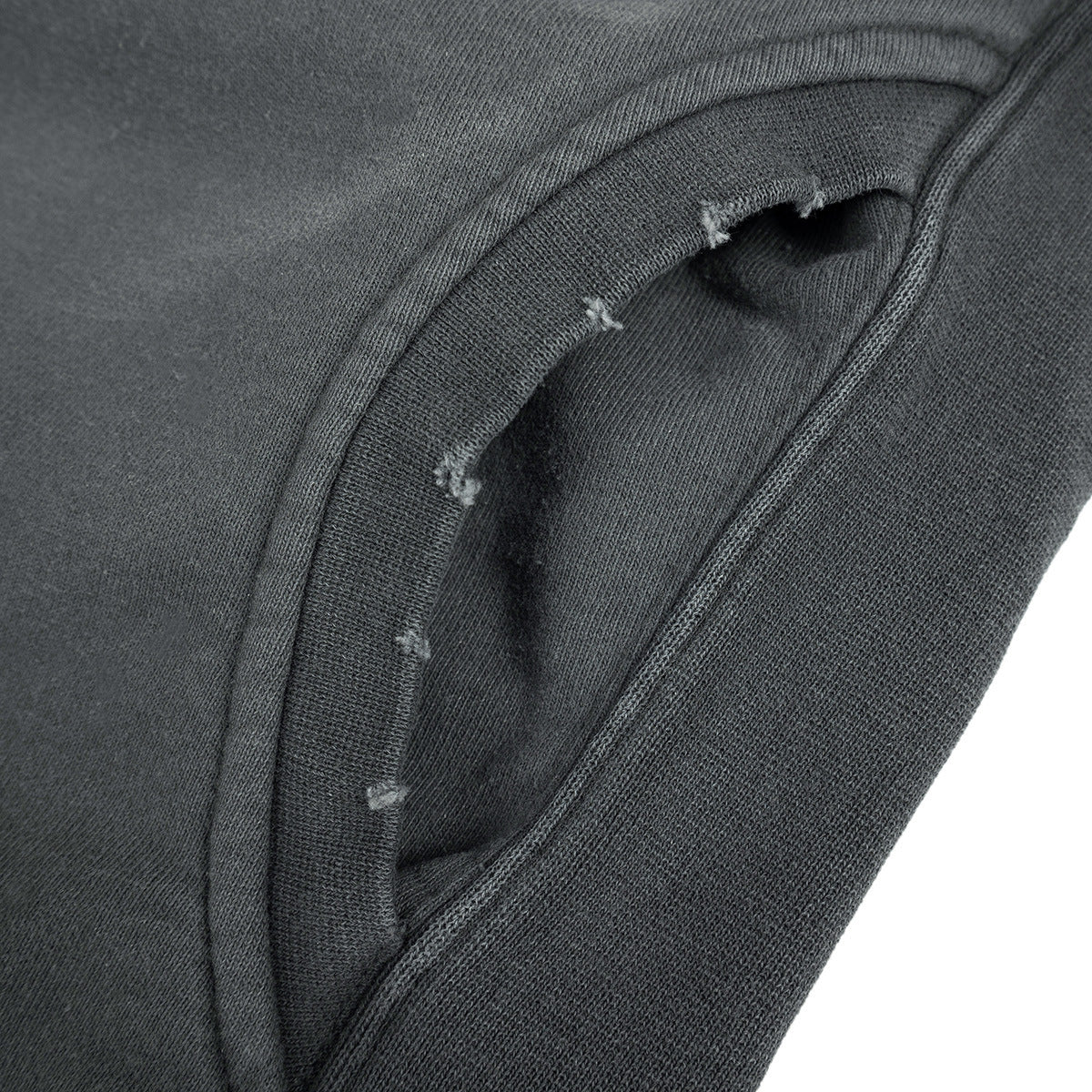 Distressed Ripped Fleece Lined Crewneck Sweatshirt