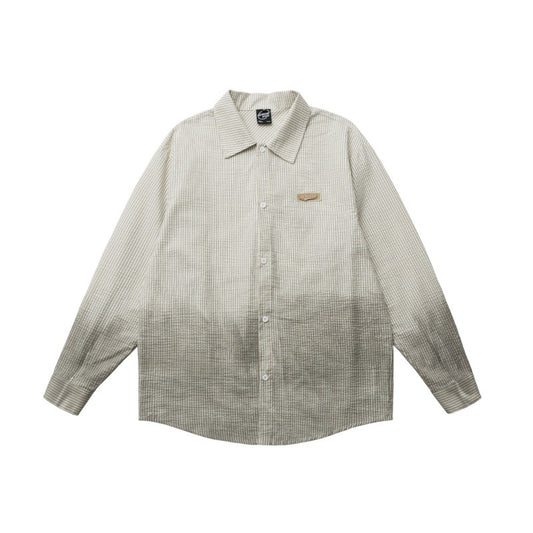 Gradient Washed Vintage Spray Striped Shirt