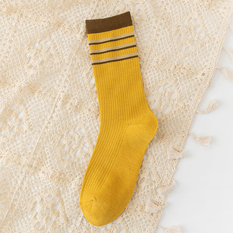 Japanese Cotton Socks - Two Stripe Retro Look