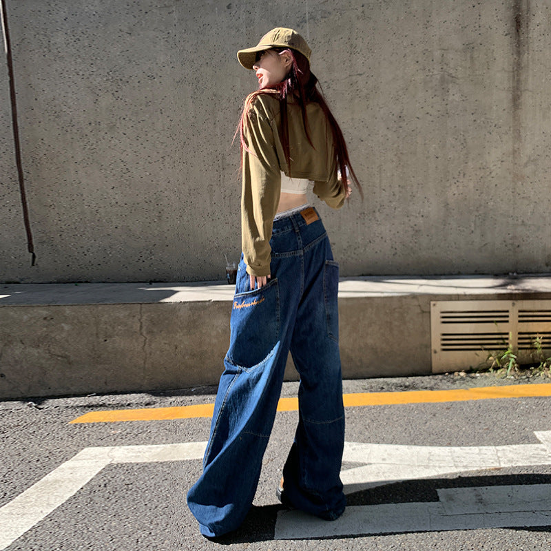Women's Wide-Leg Jeans - Summer High-Waist Loose Fit Floor-Length Pants