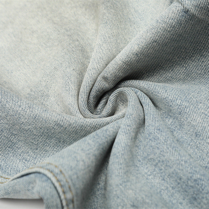 Men's Distressed Denim Jeans with Faded and Cat-Whisker Effects, Loose Fit,  Casual Pants